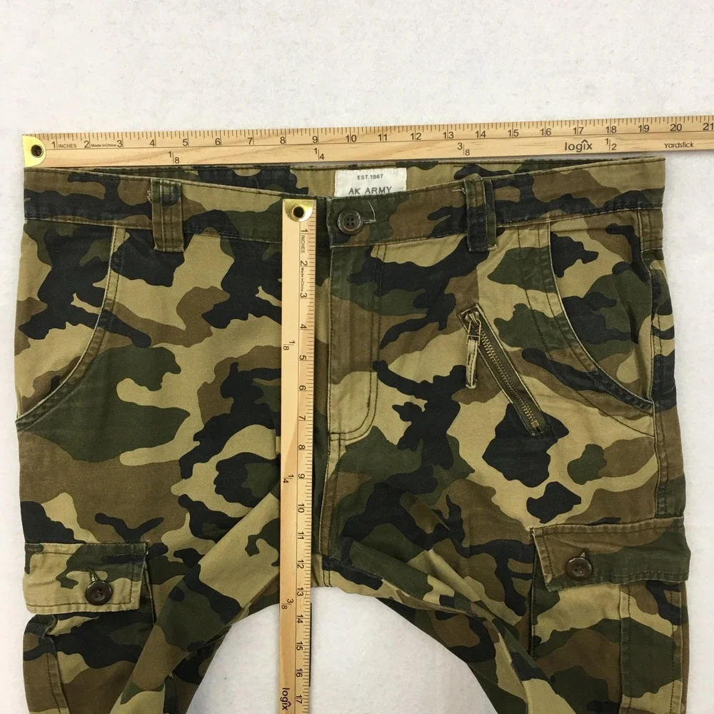 AK Army Mens Camo Cargo Pants Green Brown Tactical Military Size 36 Fits 38